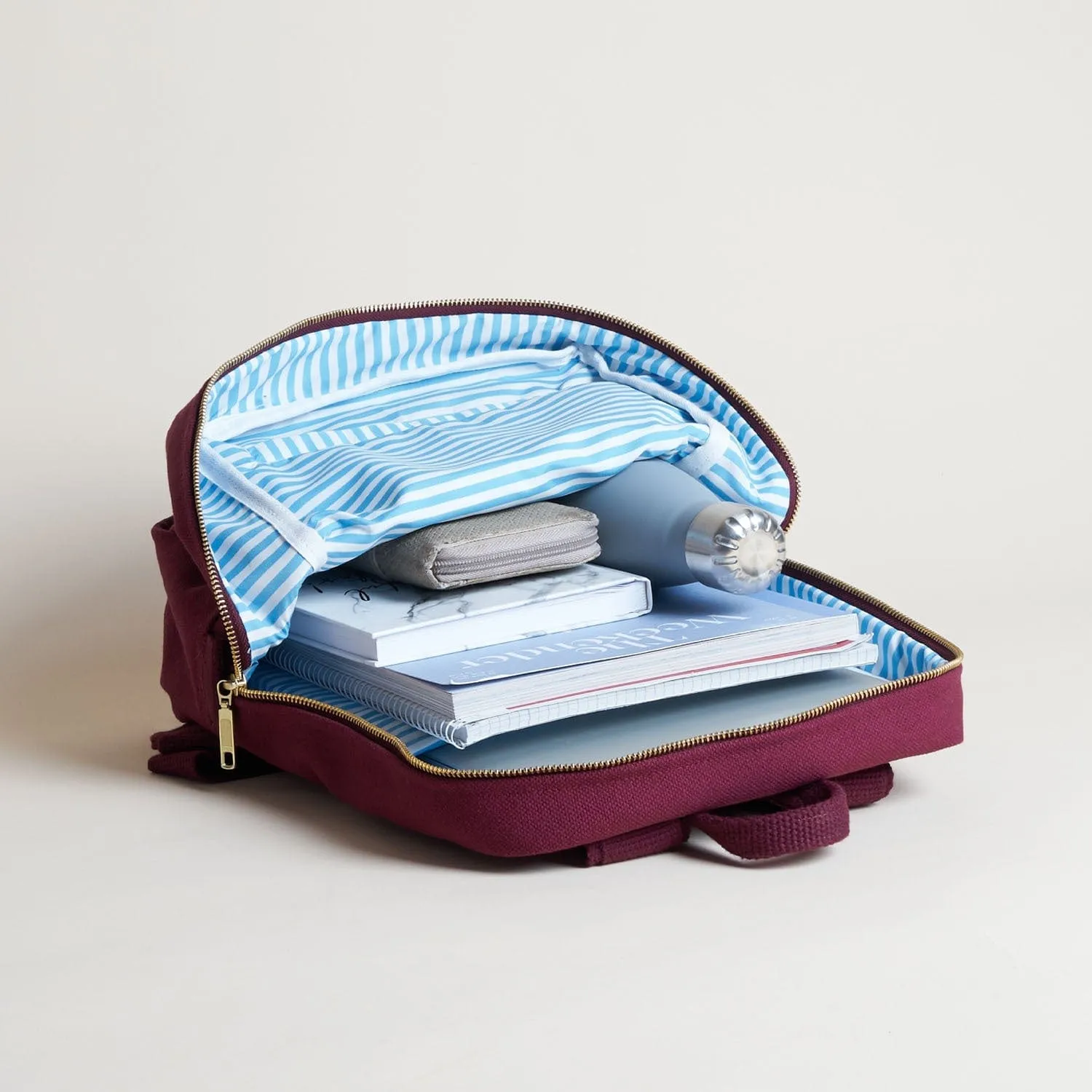 Natural Cotton Canvas Daypack | Bordeaux Red