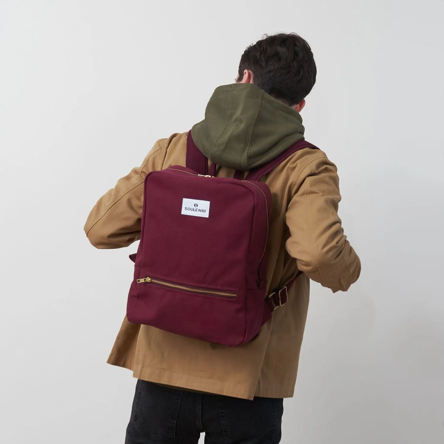 Natural Cotton Canvas Daypack | Bordeaux Red