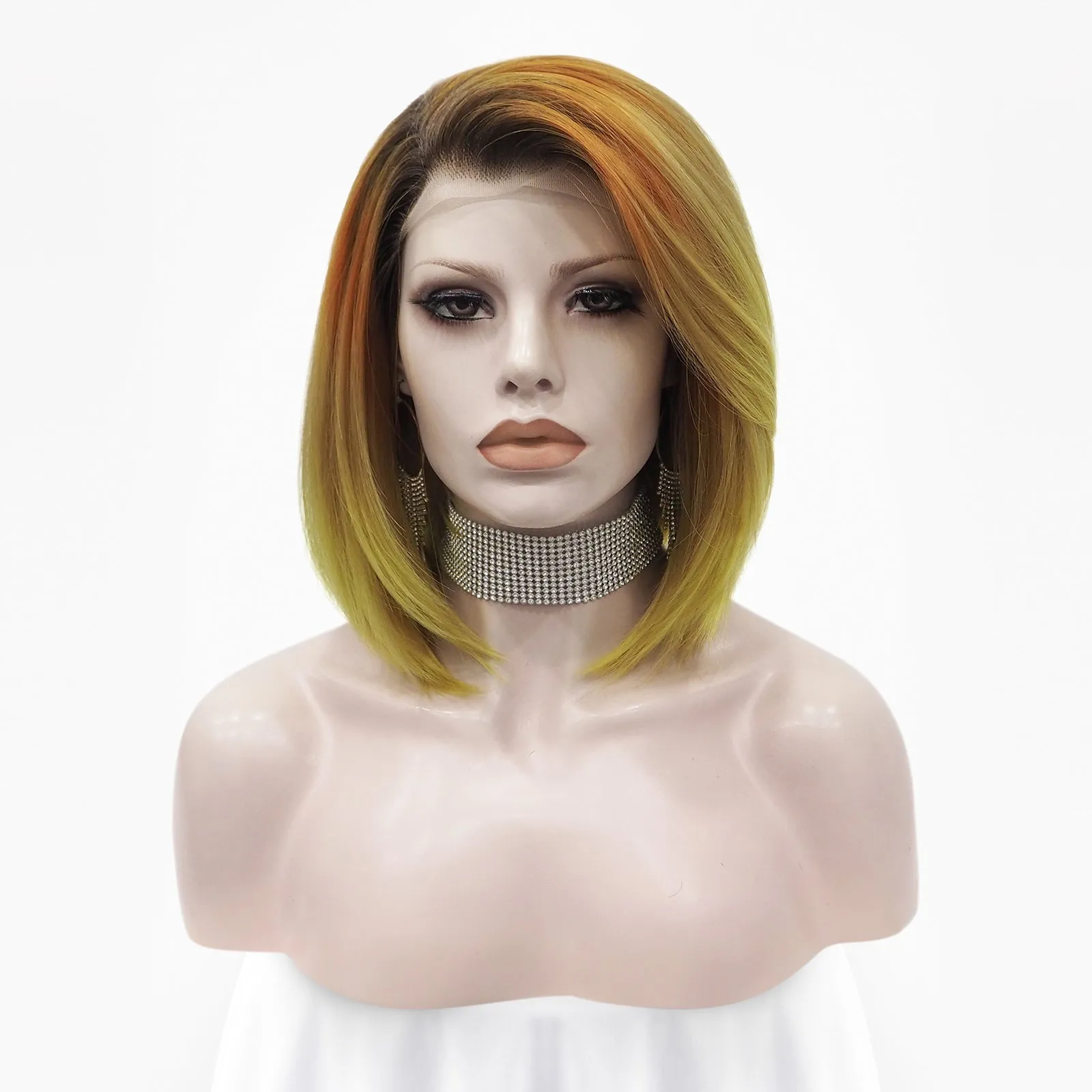 Platanus - Deciduous Leaf Color Shoulder Length Straigt Synthetic Lace Front Wig