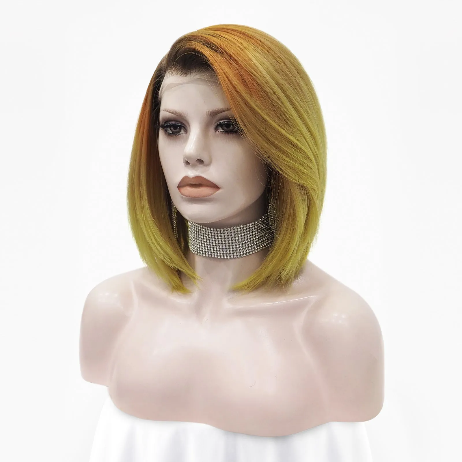 Platanus - Deciduous Leaf Color Shoulder Length Straigt Synthetic Lace Front Wig
