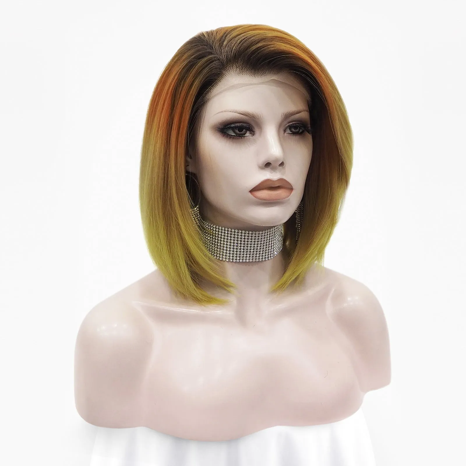 Platanus - Deciduous Leaf Color Shoulder Length Straigt Synthetic Lace Front Wig