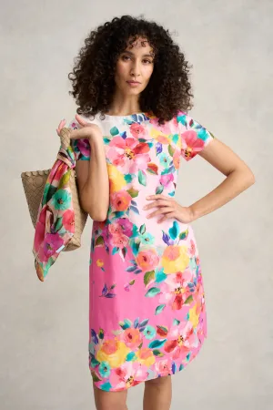 Printed French Linen Dress - Rose Border Print