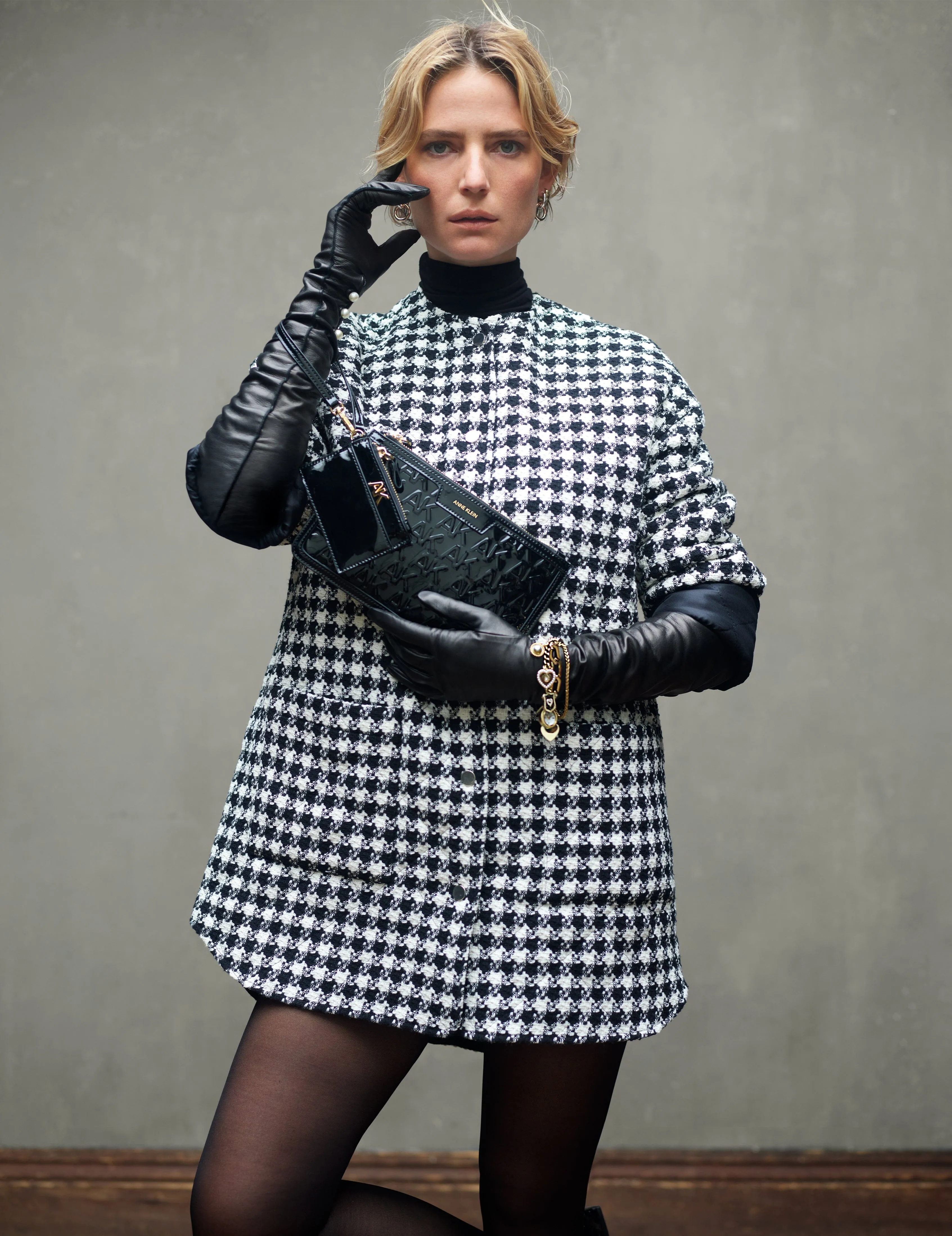 Quilted Houndstooth Jacket- Sale