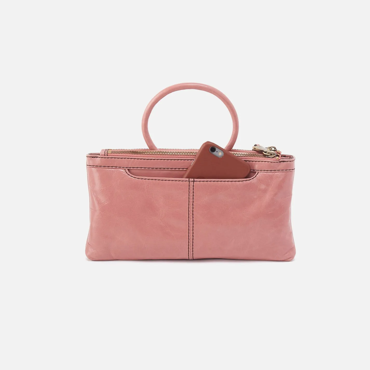 Sable Crossbody In Polished Leather - Rose