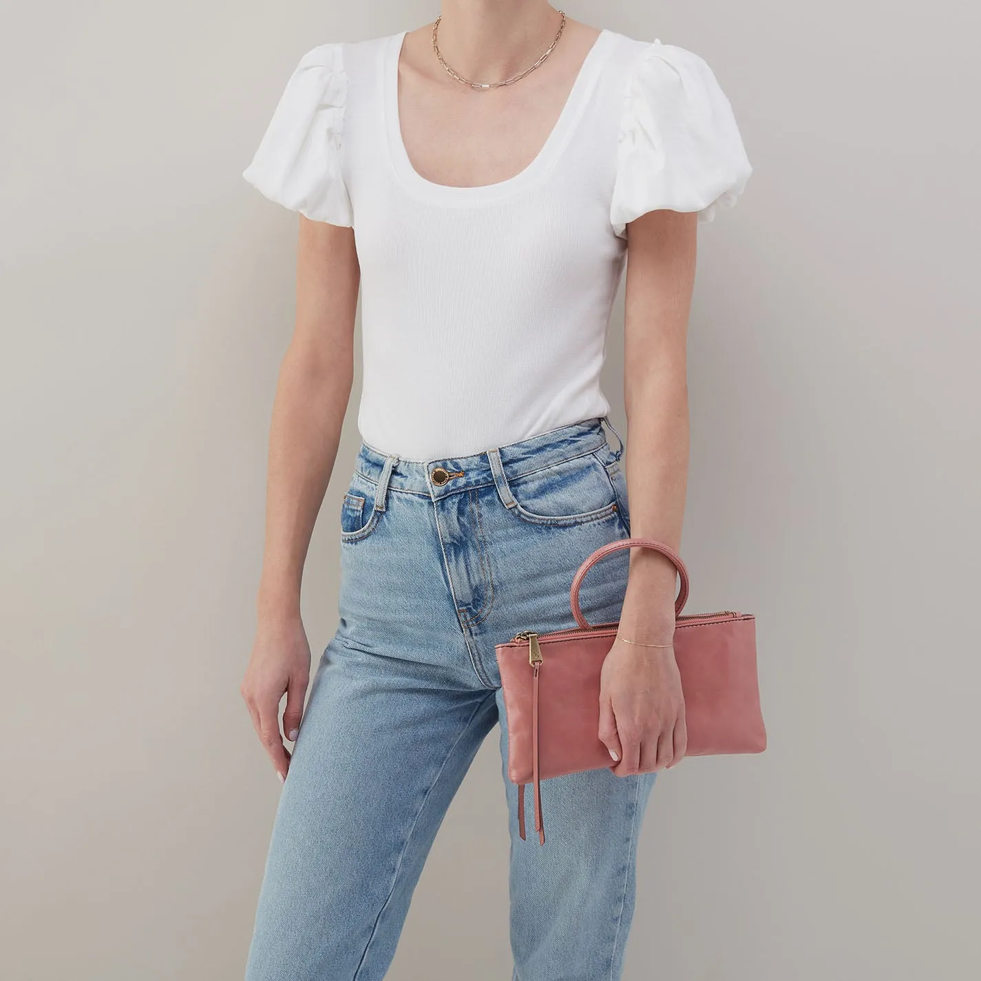 Sable Crossbody In Polished Leather - Rose