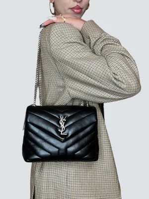 Saint Laurent Black Quilted Leather LouLou Crossbody
