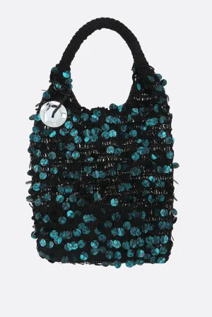 sequin mesh hobo bag