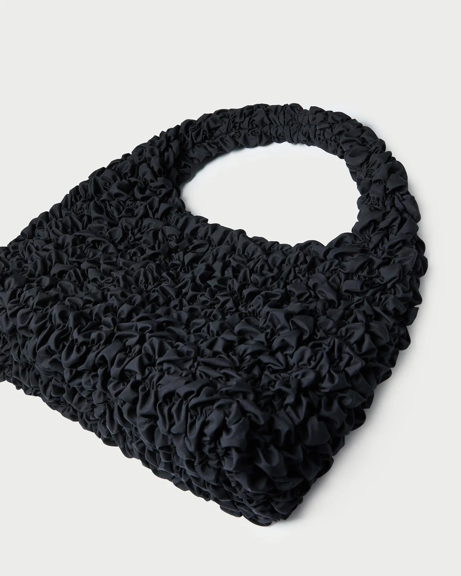 Sofia Black Smocked Hobo Bag