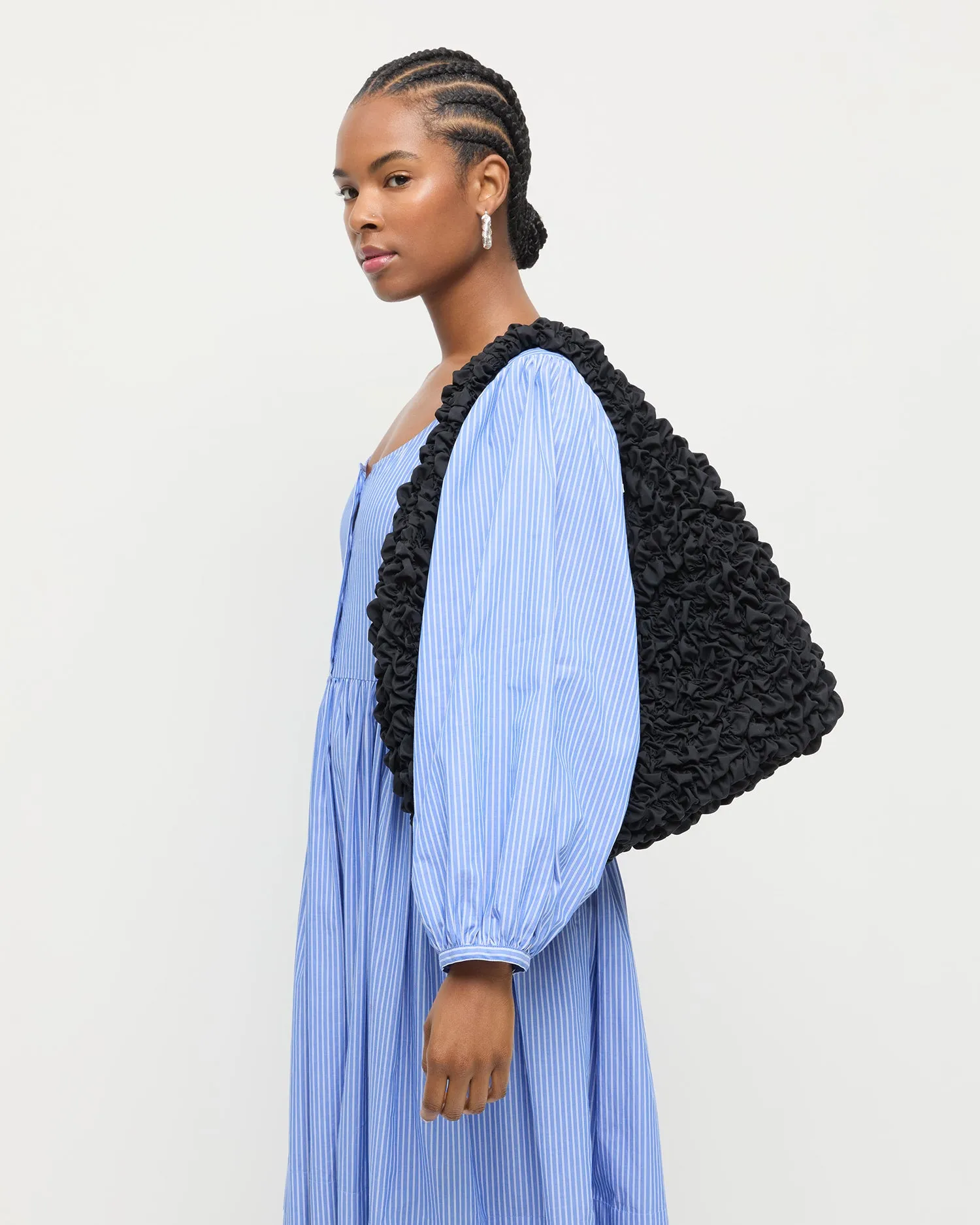 Sofia Black Smocked Hobo Bag