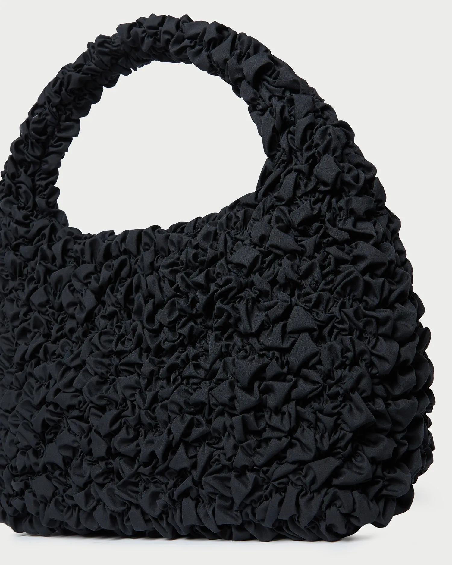 Sofia Black Smocked Hobo Bag
