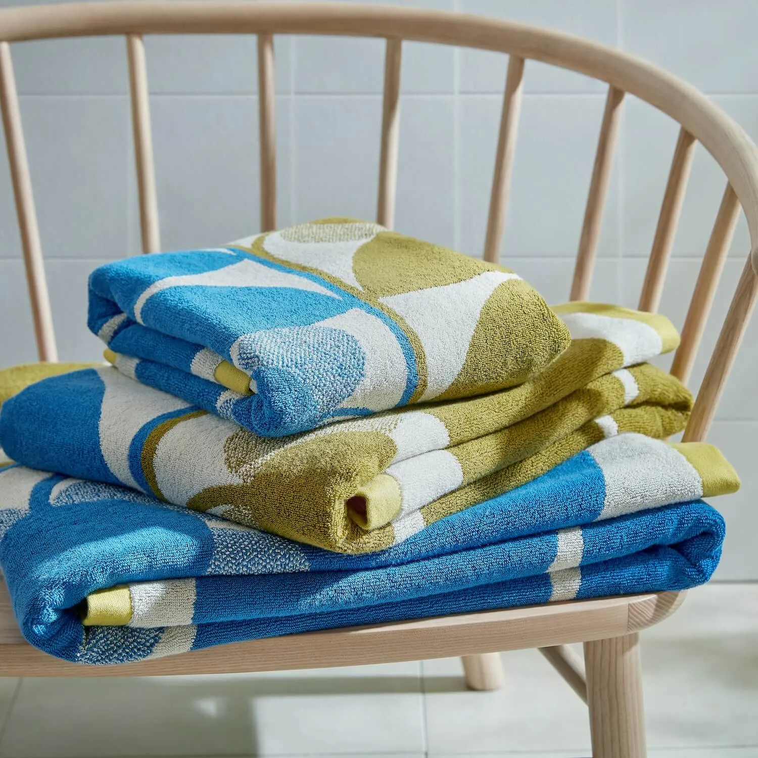 Stem Bloom Duo Towels - Blue and Fawn