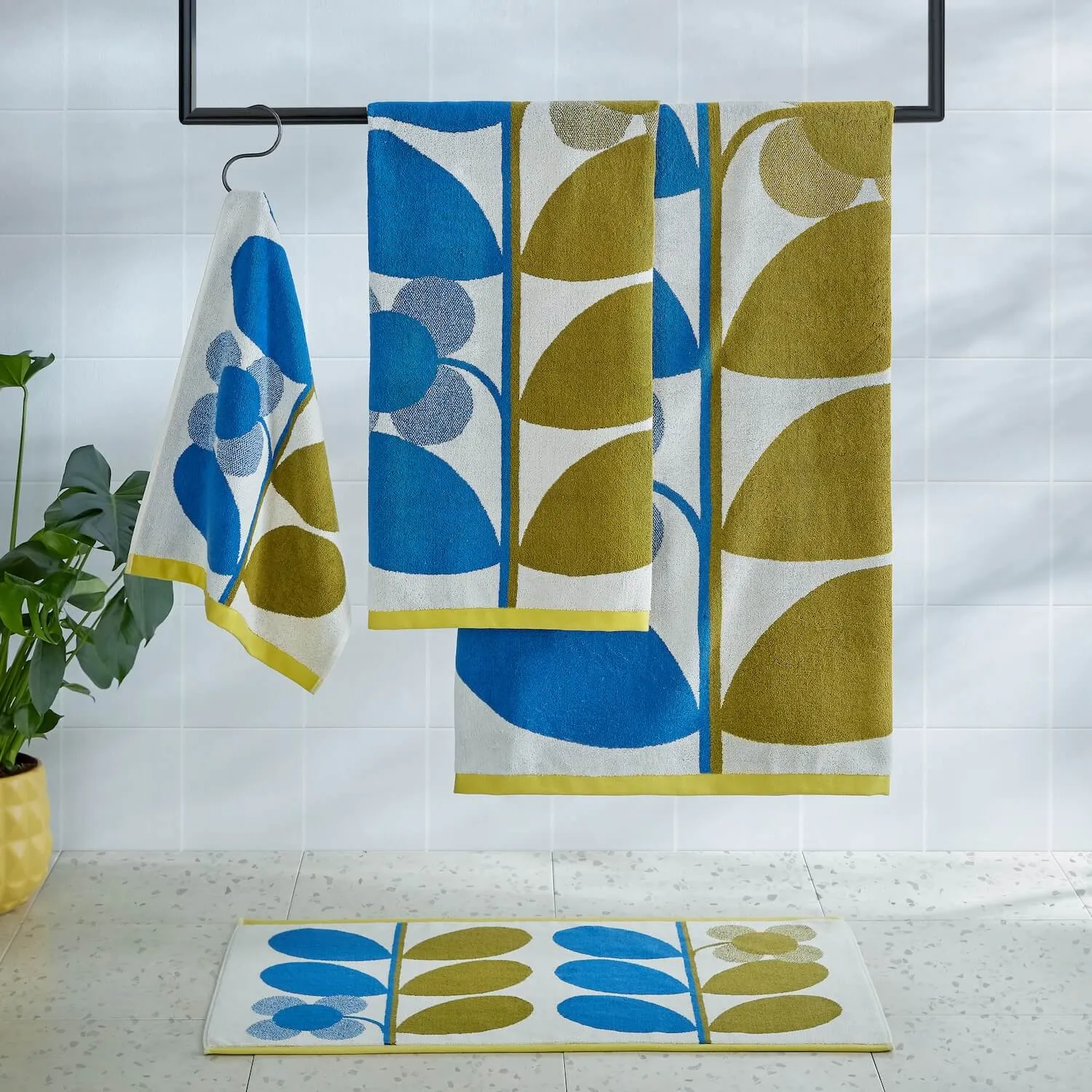 Stem Bloom Duo Towels - Blue and Fawn