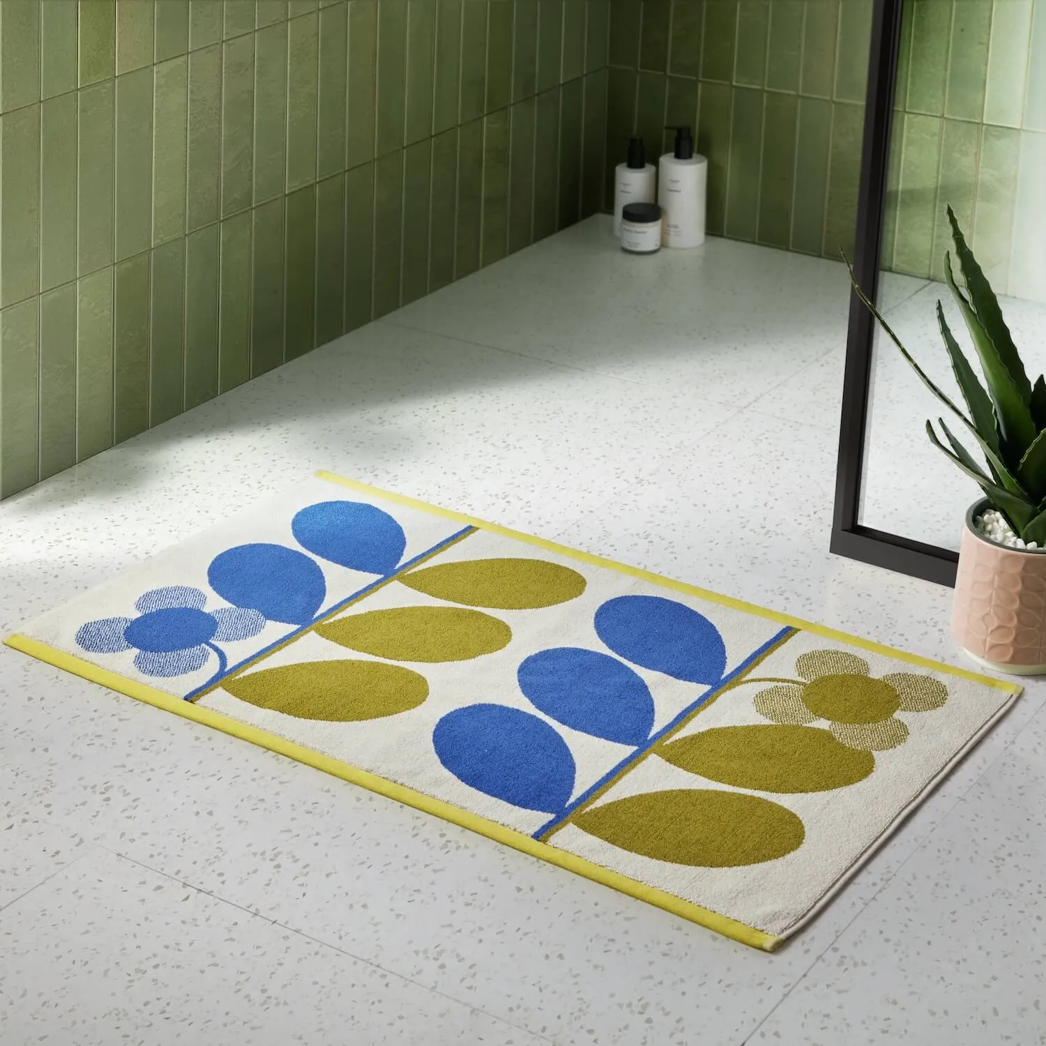 Stem Bloom Duo Towels - Blue and Fawn