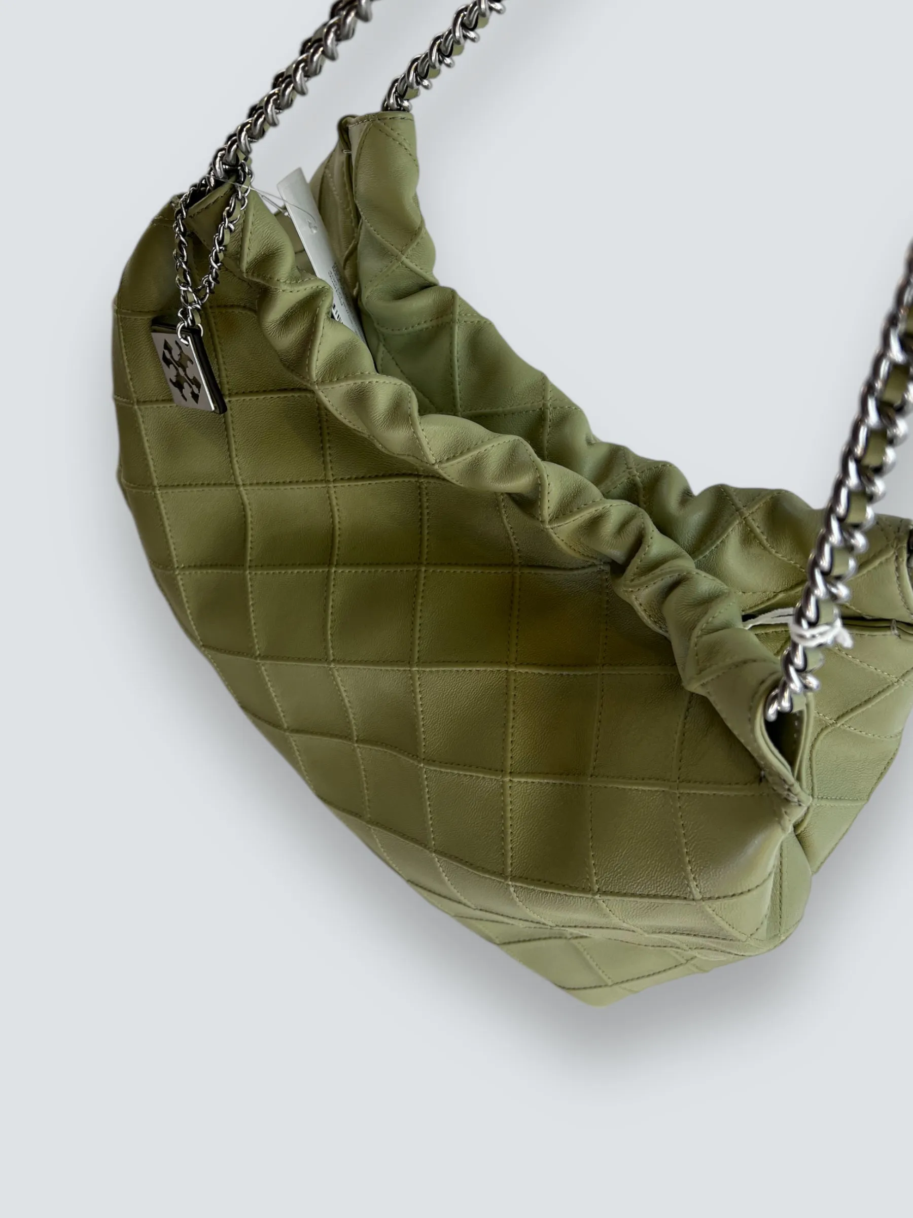 Tory Burch Mint Green Fleming Drawstring Hobo Bag
