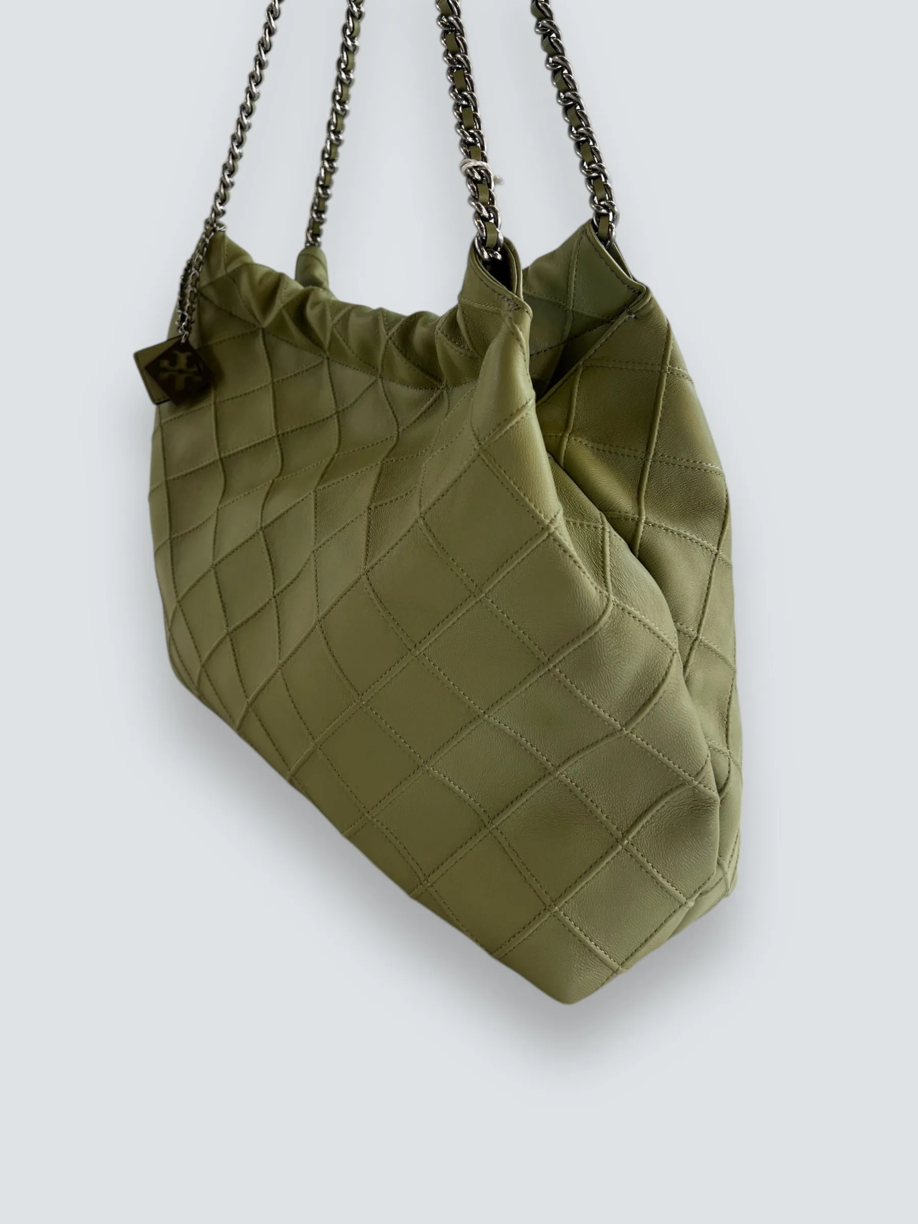 Tory Burch Mint Green Fleming Drawstring Hobo Bag