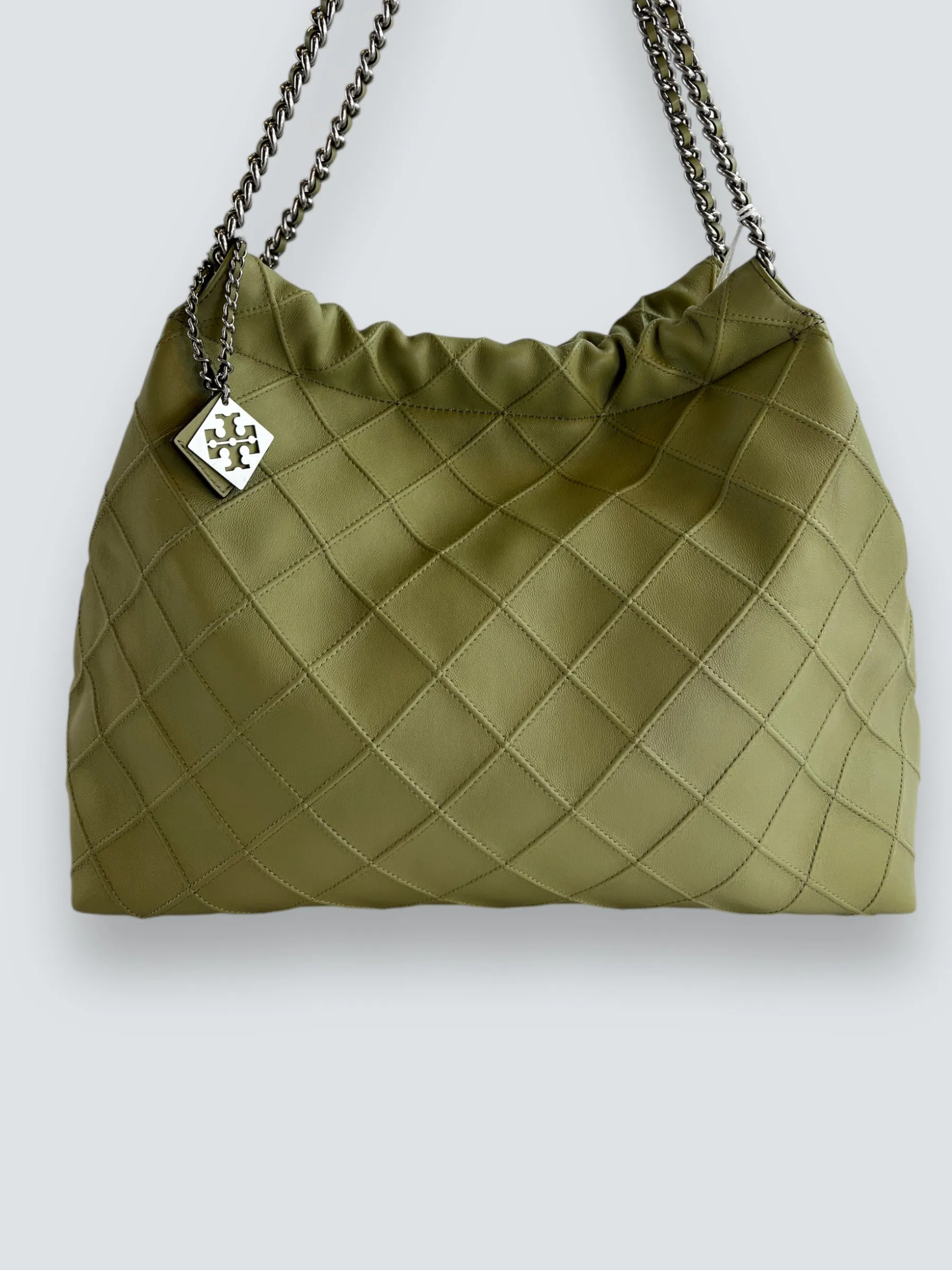 Tory Burch Mint Green Fleming Drawstring Hobo Bag