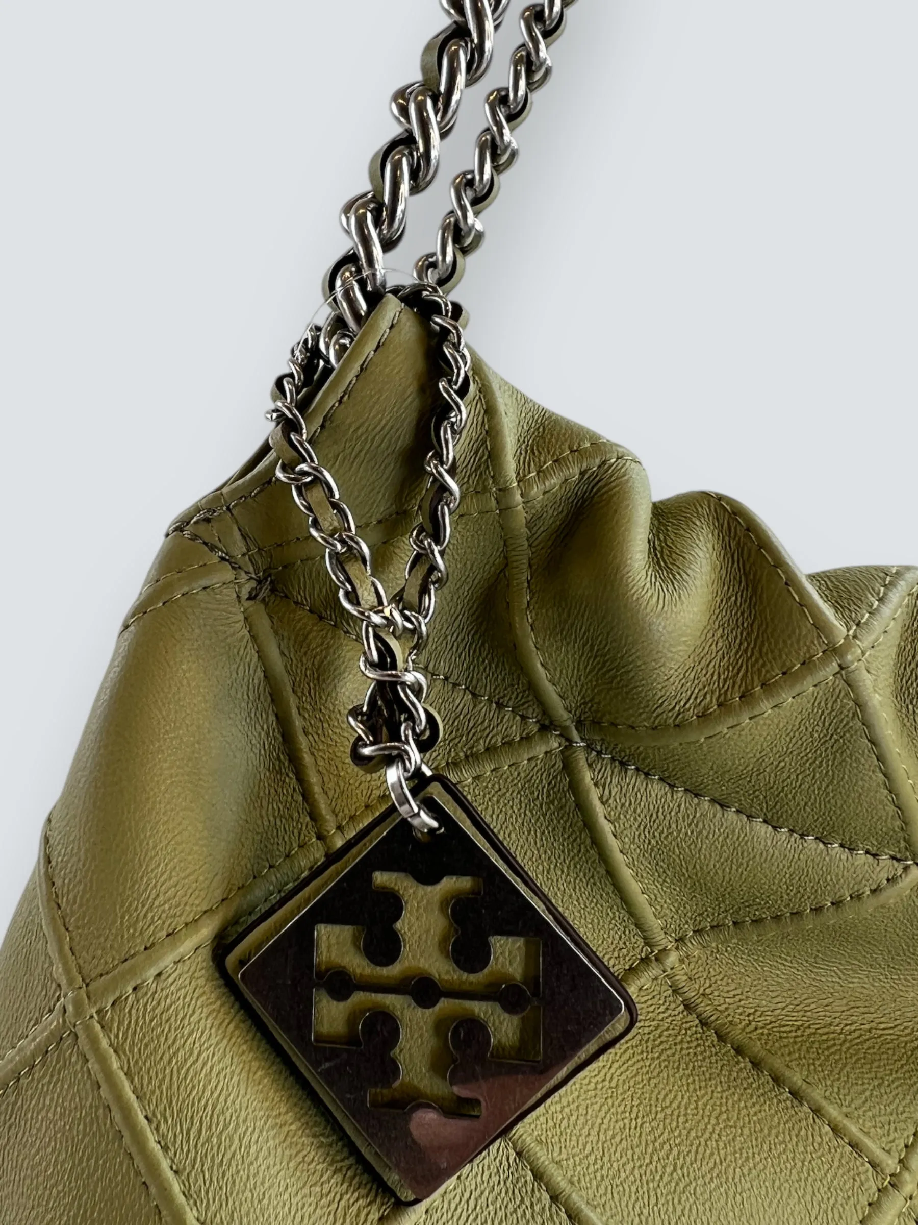 Tory Burch Mint Green Fleming Drawstring Hobo Bag