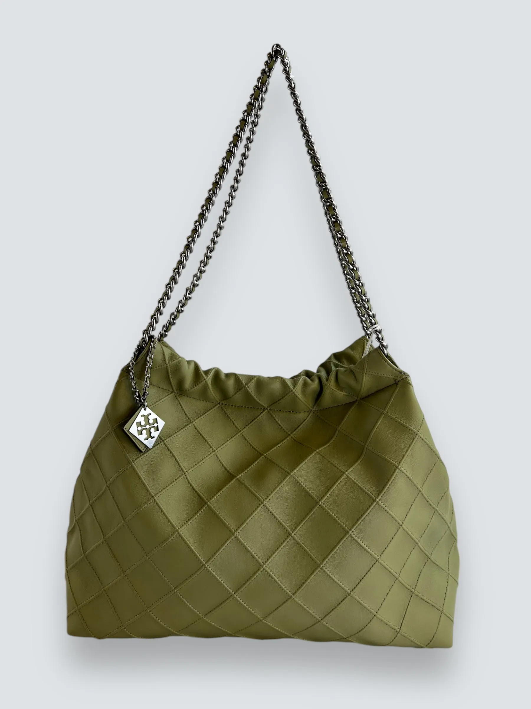 Tory Burch Mint Green Fleming Drawstring Hobo Bag