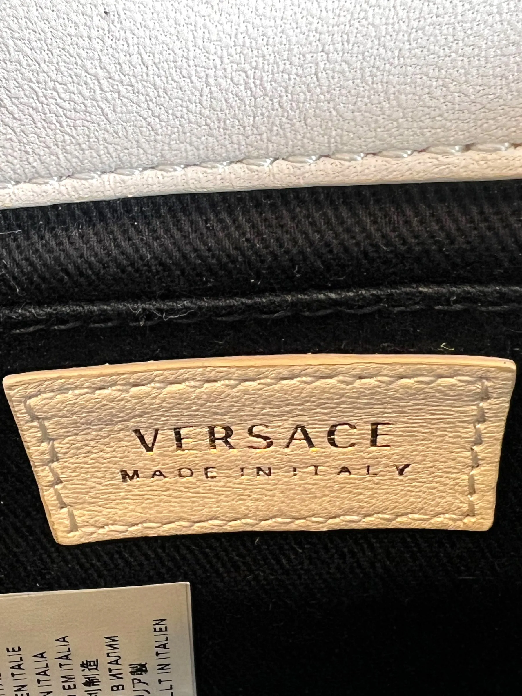 Versace Cream Leather Quilted Icon Crossbody