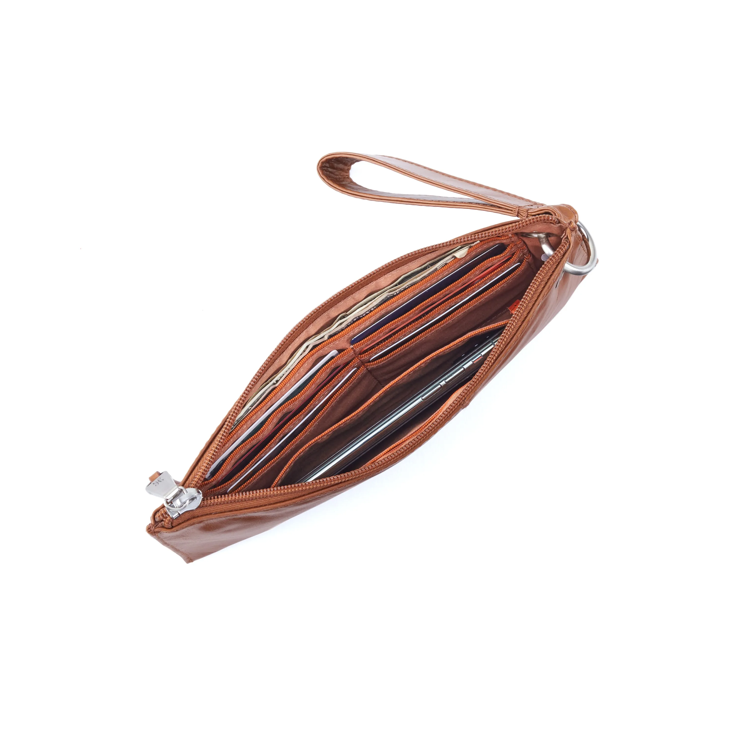 Vida Wristlet In Metallic Leather - Silver