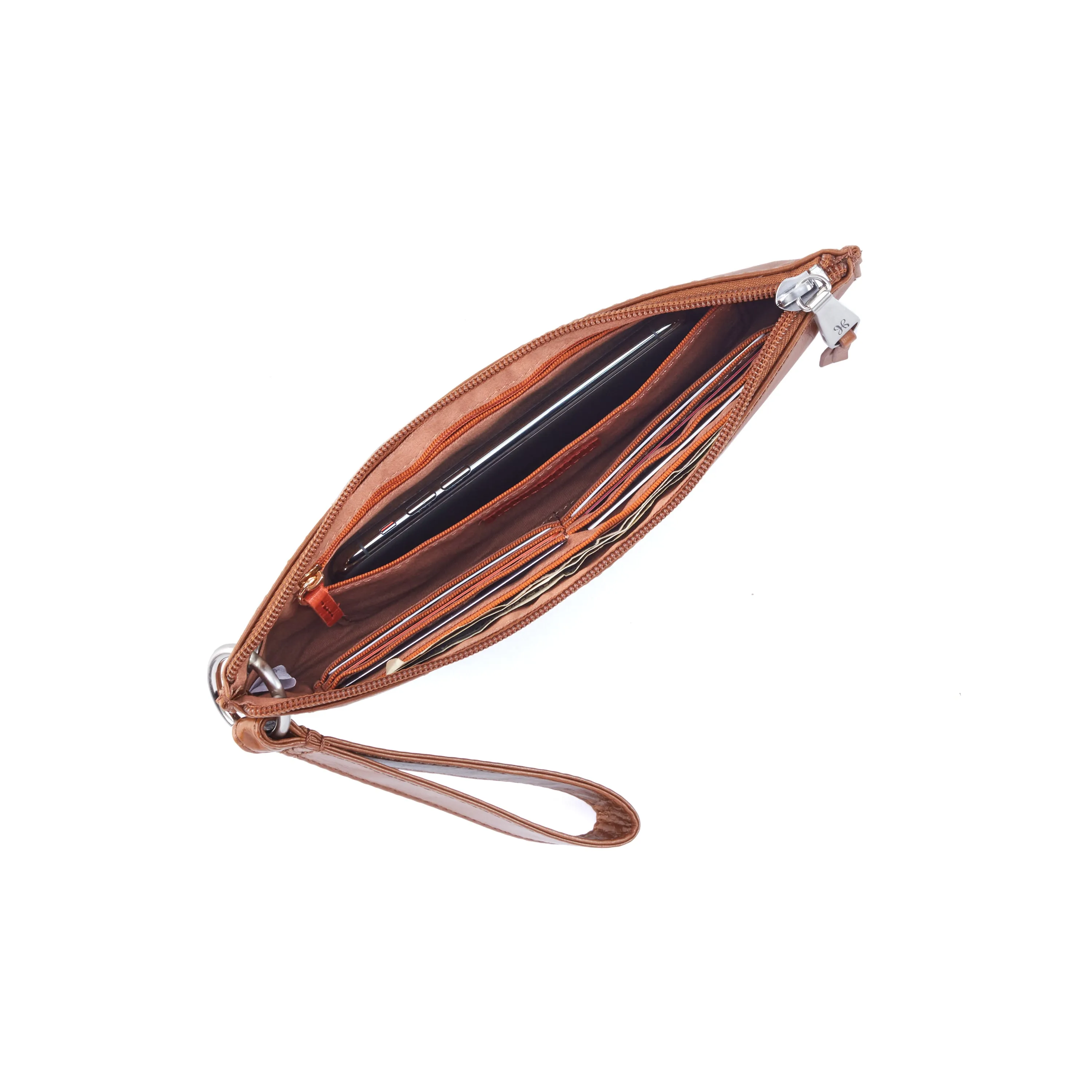 Vida Wristlet In Metallic Leather - Silver