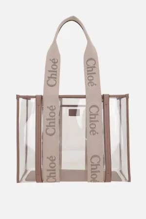 Woody medium tote bag in rubber and leather