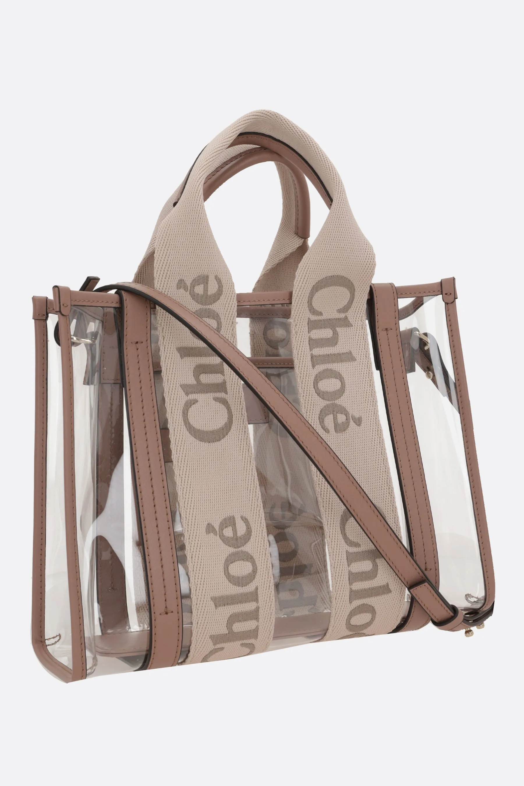 Woody small tote bag in rubber and leather