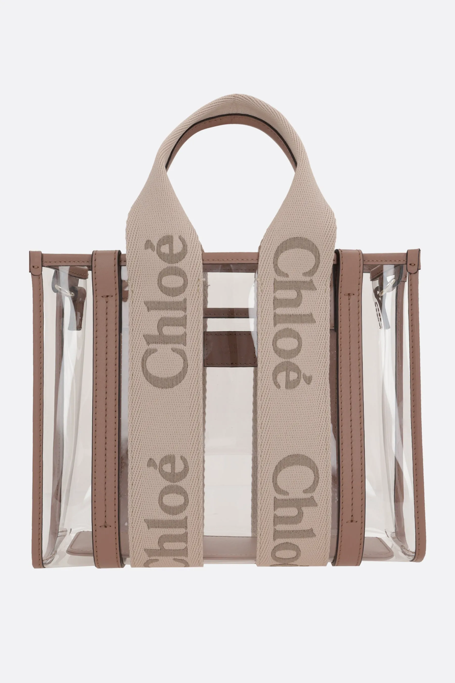 Woody small tote bag in rubber and leather