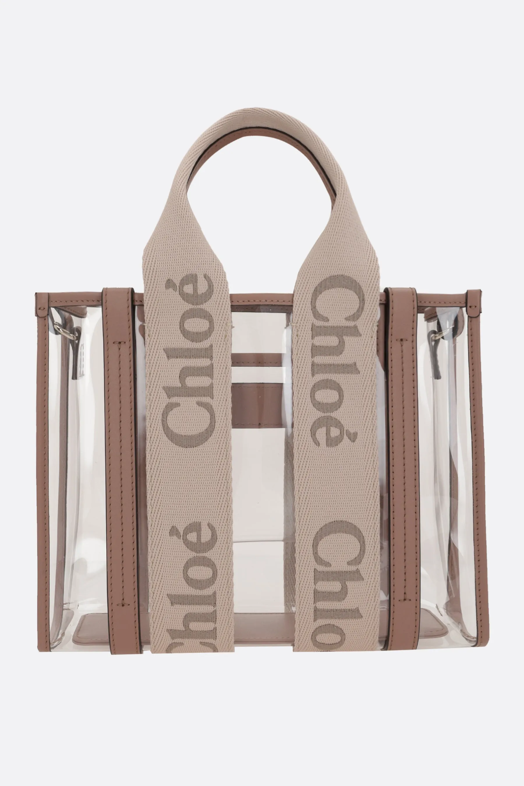 Woody small tote bag in rubber and leather