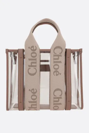 Woody small tote bag in rubber and leather